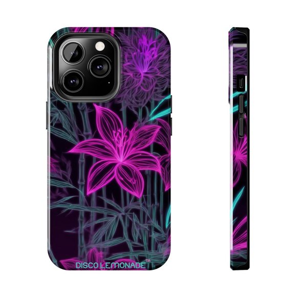 IPhone, DISCO LEMONADE Neon, Flower, Sakura, Hot Pink, Tough Phone Case,DiscoLem - Picture 2 of 10